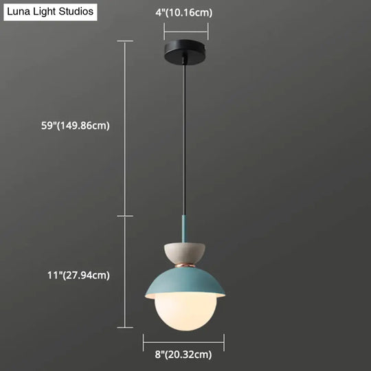 Nordic Macaroon Style Pendant Light With Frosted Glass Shade For Dining Room And Bedroom