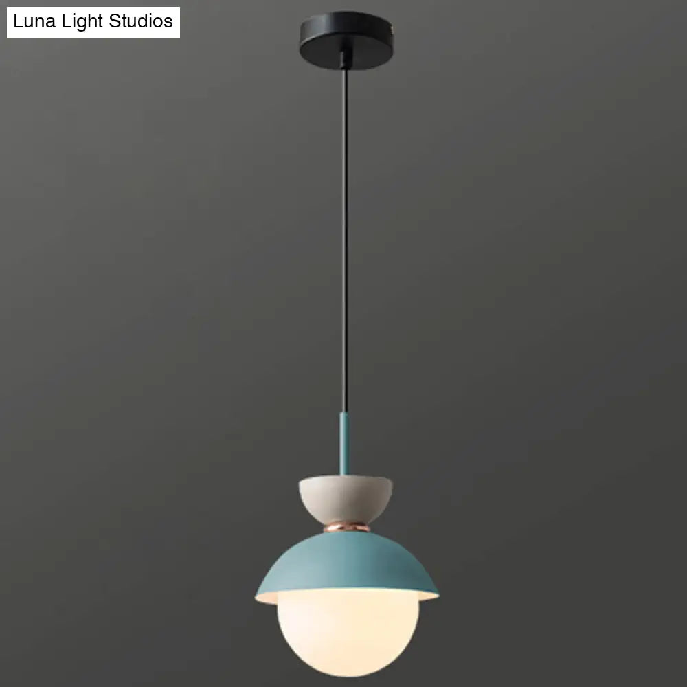 Nordic Macaroon Style Pendant Light With Frosted Milk White Glass Shade - Ideal For Dining Room And