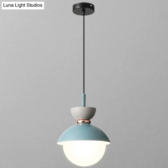 Nordic Macaroon Style Pendant Light With Frosted Milk White Glass Shade - Ideal For Dining Room And