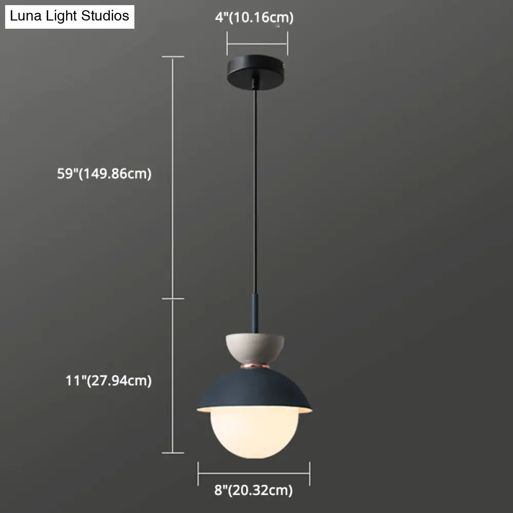 Nordic Macaroon Style Pendant Light With Frosted Glass Shade For Dining Room And Bedroom