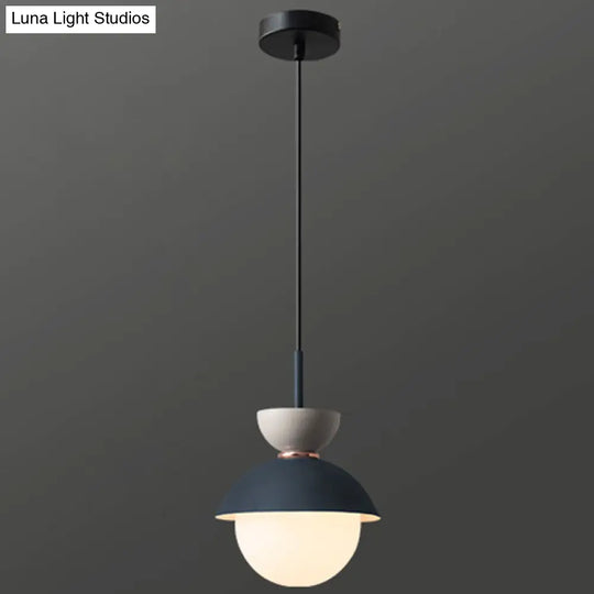 Nordic Macaroon Style Pendant Light With Frosted Milk White Glass Shade - Ideal For Dining Room And