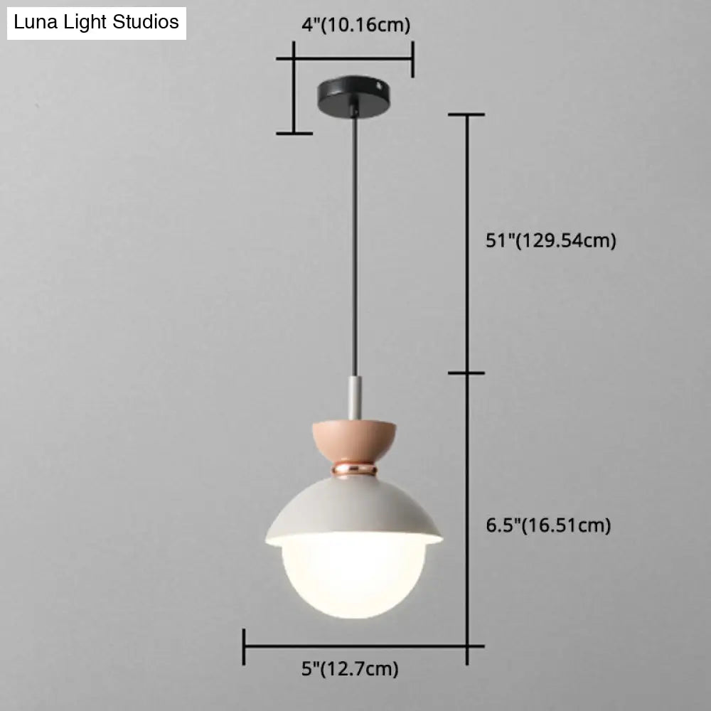 Nordic Macaroon Style Pendant Light With Frosted Milk White Glass Shade - Ideal For Dining Room And