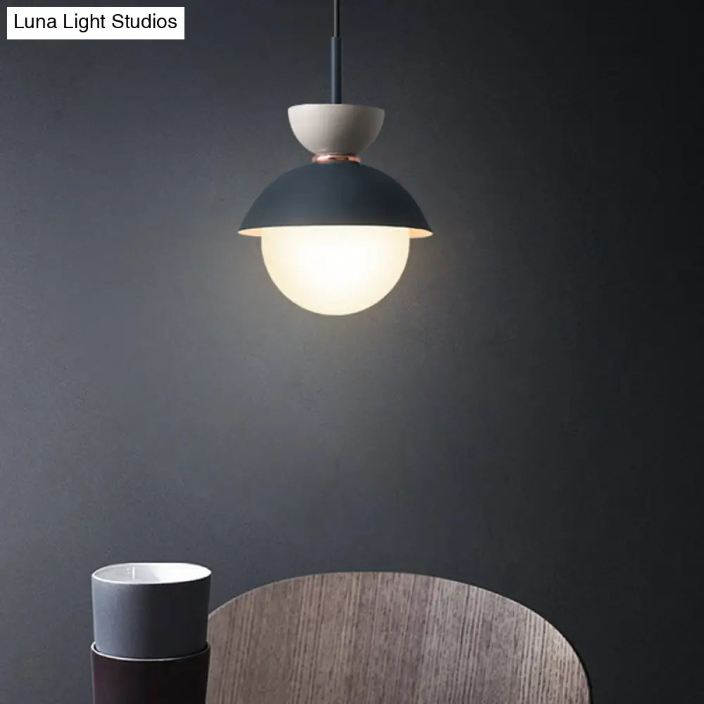 Nordic Macaroon Style Pendant Light With Frosted Glass Shade For Dining Room And Bedroom