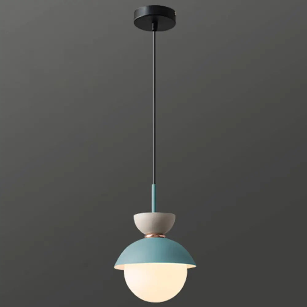 Nordic Macaroon Style Pendant Light With Frosted Glass Shade For Dining Room And Bedroom Blue / 8’