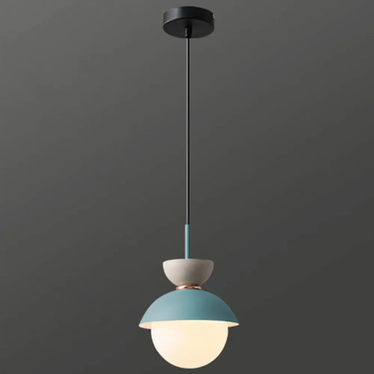 Nordic Macaroon Style Pendant Light With Frosted Glass Shade For Dining Room And Bedroom Blue / 8’