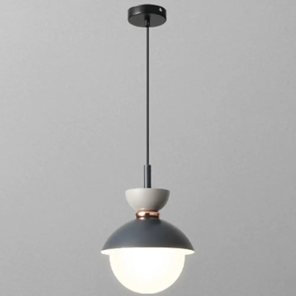 Nordic Macaroon Style Pendant Light With Frosted Glass Shade For Dining Room And Bedroom Dark Blue