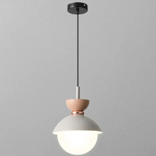 Nordic Macaroon Style Pendant Light With Frosted Glass Shade For Dining Room And Bedroom Grey / 5’