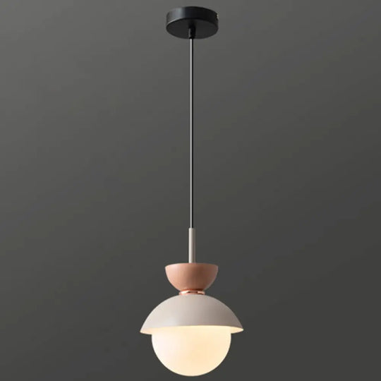 Nordic Macaroon Style Pendant Light With Frosted Glass Shade For Dining Room And Bedroom Grey / 8’