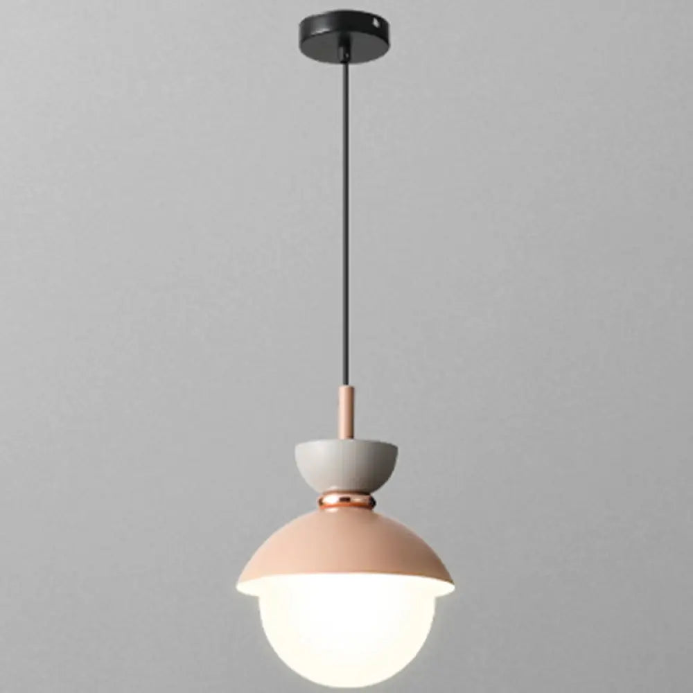 Nordic Macaroon Style Pendant Light With Frosted Glass Shade For Dining Room And Bedroom Pink / 5’