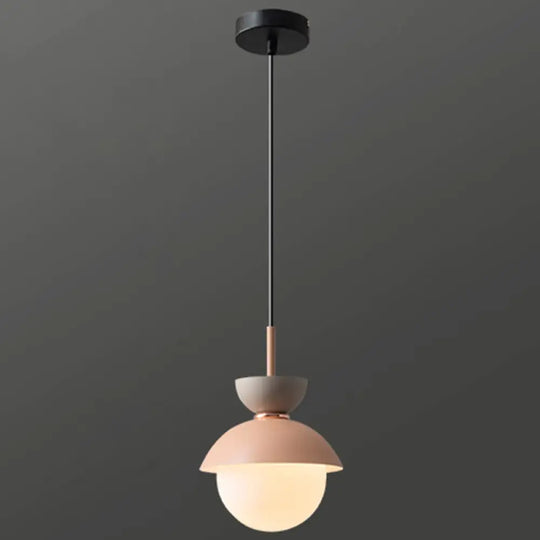 Nordic Macaroon Style Pendant Light With Frosted Glass Shade For Dining Room And Bedroom Pink / 8’