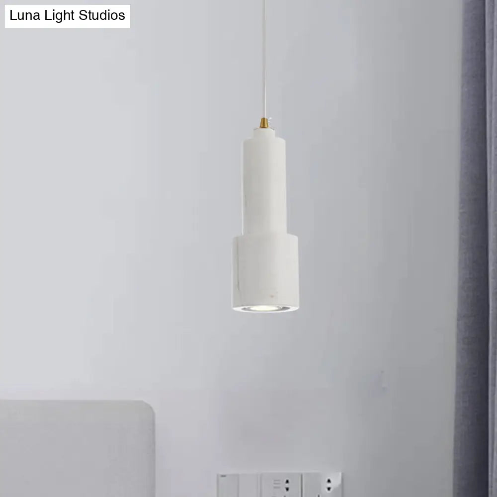 Sleek White/Green Tube Hanging Ceiling Light - Minimalist Nordic Style Pendant Lamp For Living Room