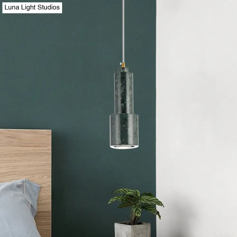 Sleek White/Green Tube Hanging Ceiling Light - Minimalist Nordic Style Pendant Lamp For Living Room