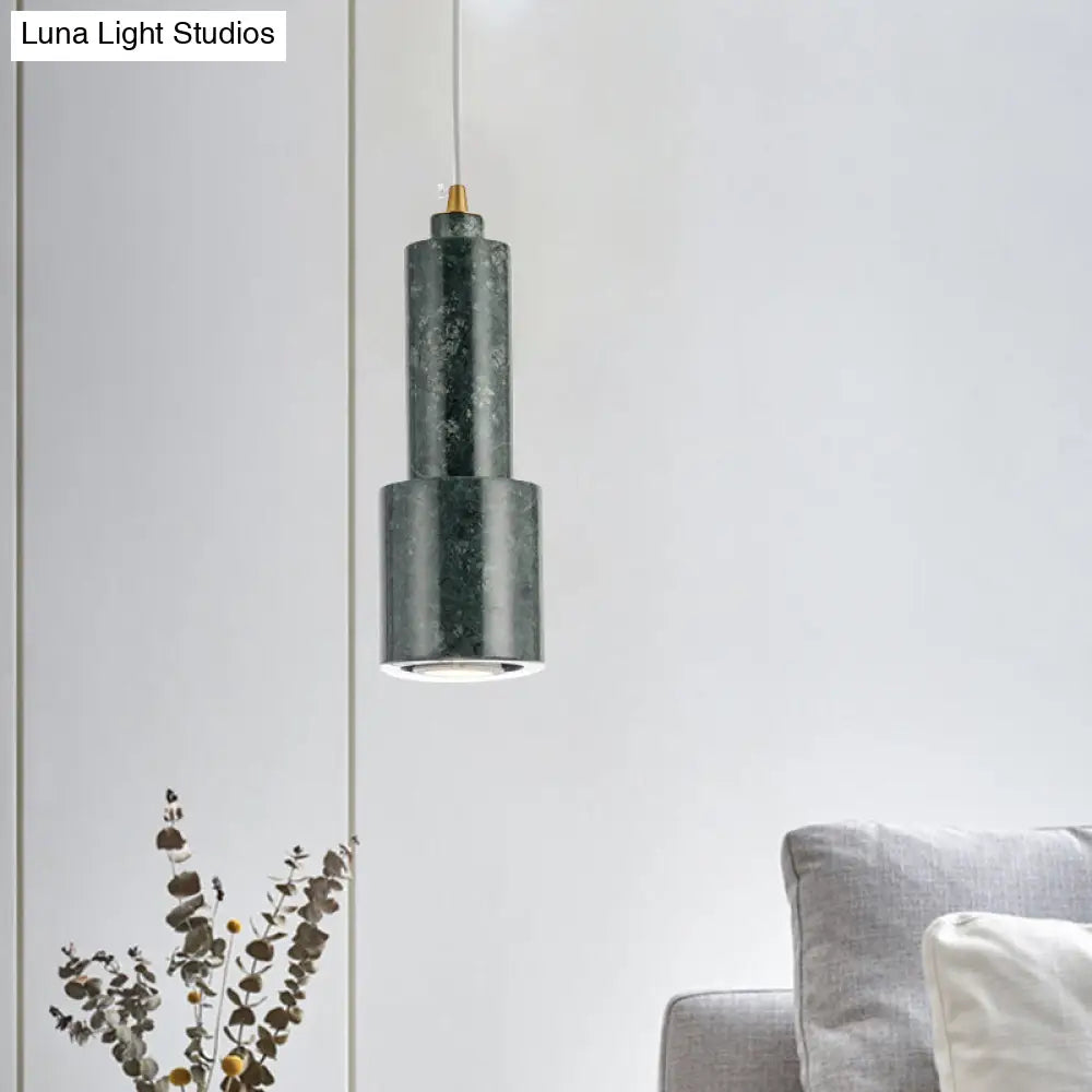 Sleek White/Green Tube Hanging Ceiling Light - Minimalist Nordic Style Pendant Lamp For Living Room