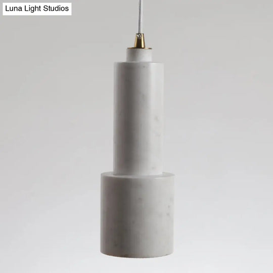 Nordic Marble 1-Light Suspended Pendant Lamp - White/Green Tube Hanging Ceiling Light For Living