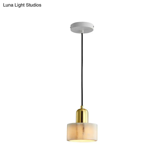 Nordic Marble Round Pendant Ceiling Light With Brass Socket - 1 Bulb Suspension Lighting