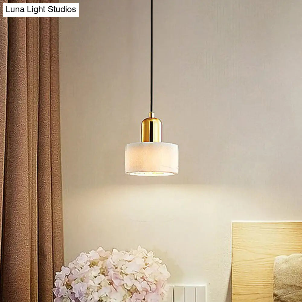 Nordic Marble Round Pendant Ceiling Light With Brass Socket - 1 Bulb Suspension Lighting