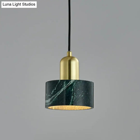 Nordic Marble Round Pendant Ceiling Light With Brass Socket - 1 Bulb Suspension Lighting Green