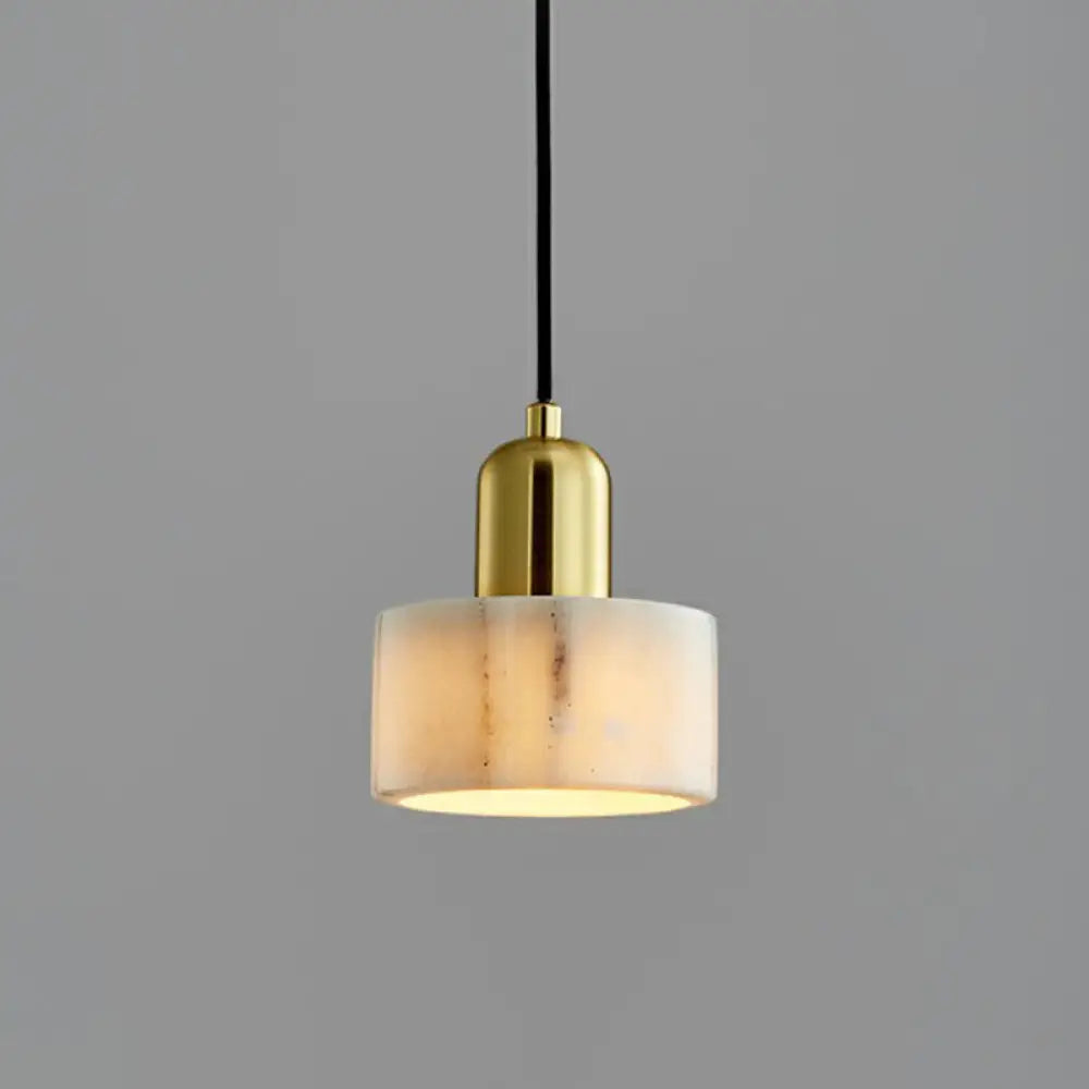 Nordic Marble Pendant Ceiling Light With Brass Socket - 1 Bulb Suspension Lighting White