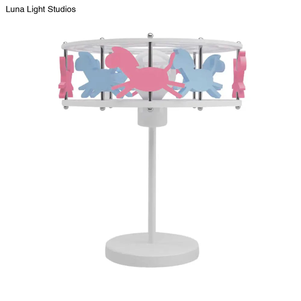 Nordic Merry-Go-Round Table Lamp For Girls Bedroom - Metal Plug-In Light