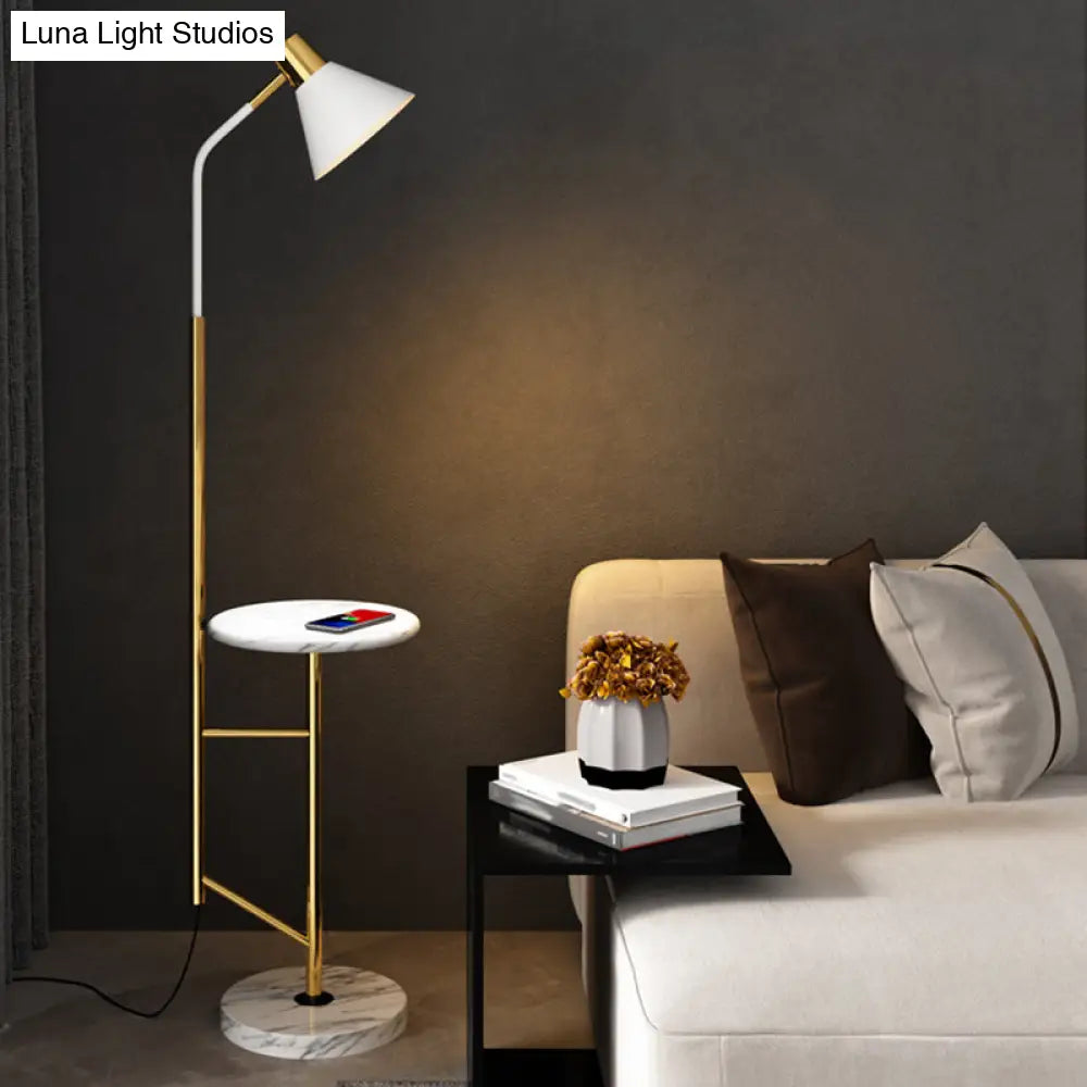 Nordic Metal 1-Head Floor Lamp With Cone Shade - Living Room Task Lighting