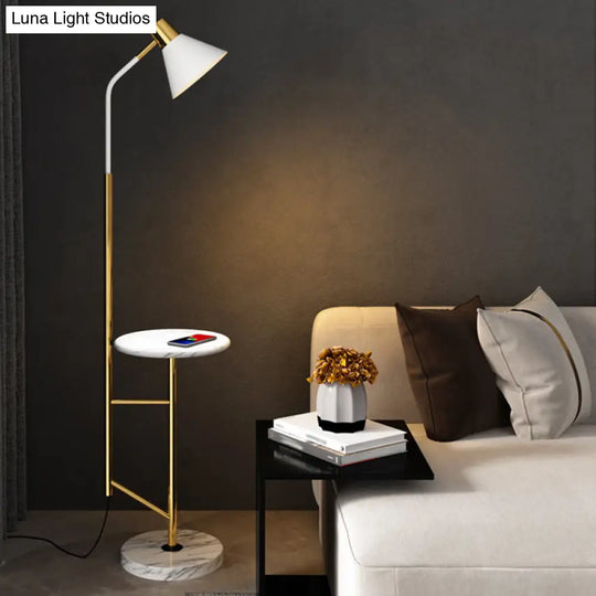 Nordic Metal 1-Head Floor Lamp With Cone Shade - Living Room Task Lighting