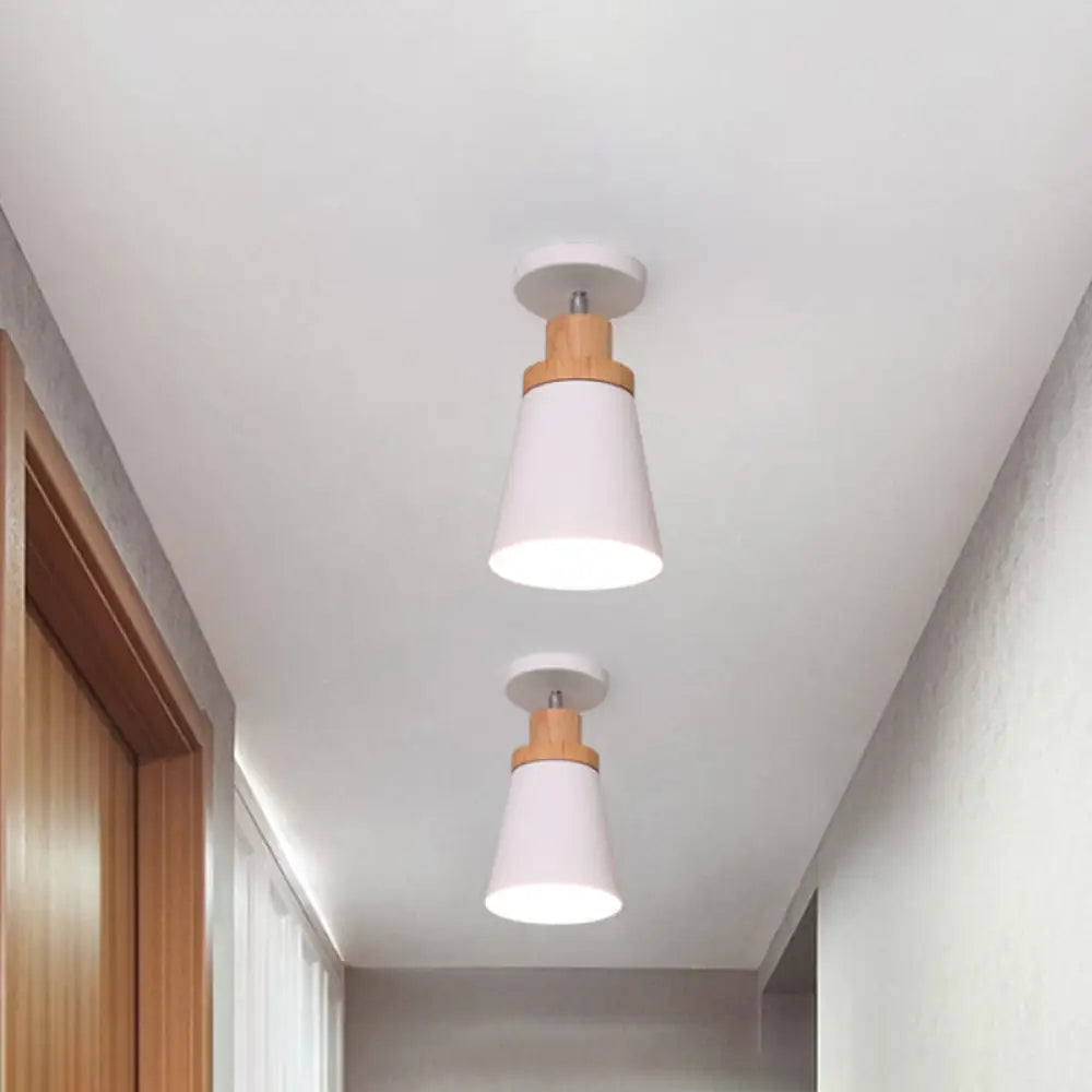Nordic Metal 1 - Light Flush Mount Ceiling Lamp With Pivot Joint - Wood Finish And Color Options