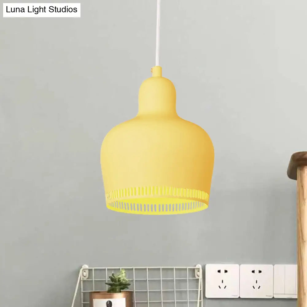 Nordic Metal Drop Suspension Pendant In Pink/Blue/Yellow - 1 Light Hanging Ceiling For Bedroom