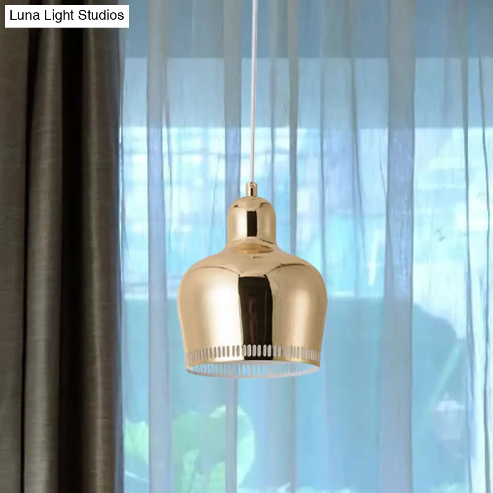 Nordic Metal Bell Drop Pendant Light For Bedroom - 1 Pink/Blue/Yellow