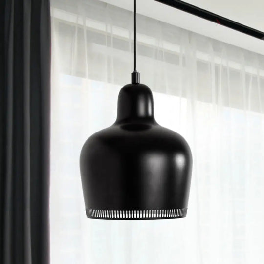 Nordic Metal Bell Drop Pendant Light For Bedroom - 1 Pink/Blue/Yellow Black