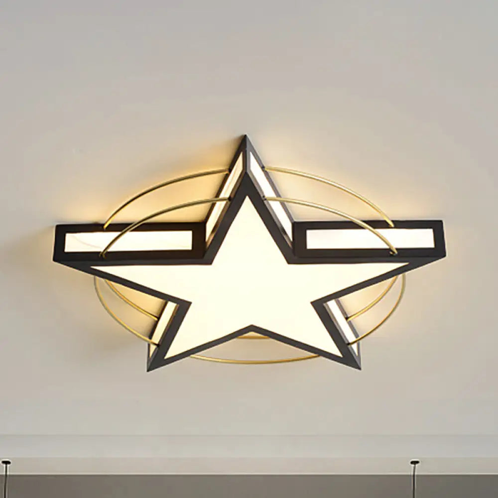 Nordic Metal Black/Grey Flush Mount Light With Acrylic Diffuser – Star/Triangle Design Black / 20.5’