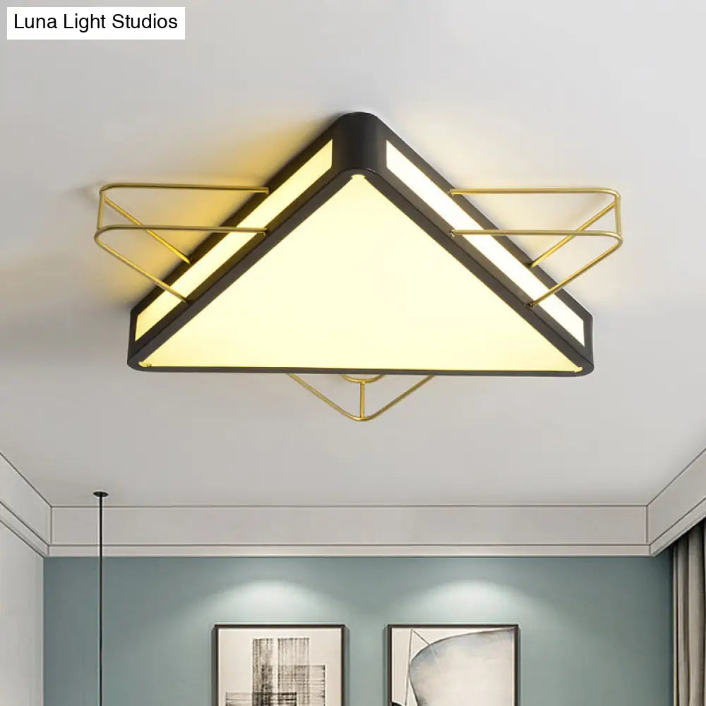 Nordic Metal Black/Grey Flush Mount Light With Acrylic Diffuser – Star/Triangle Design
