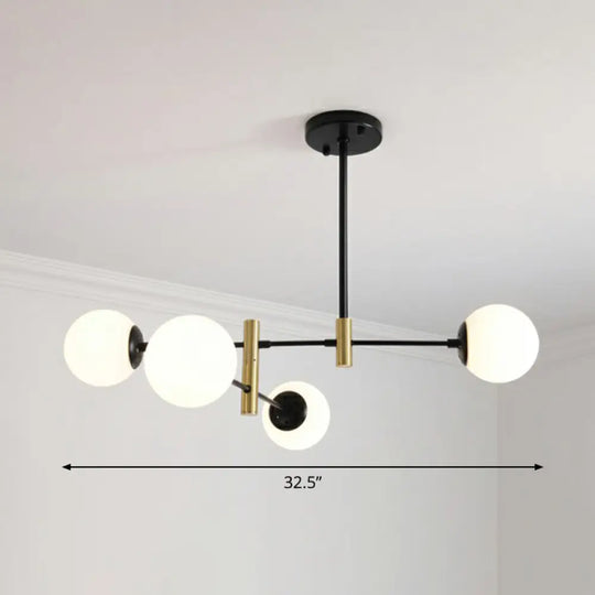 Nordic Metal Ceiling Chandelier With Swivel Rod Arm And Glass Ball Shade - Stylish Suspended Living