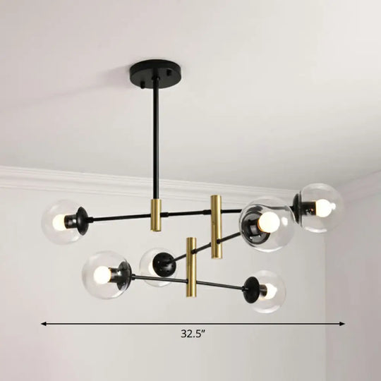 Nordic Metal Ceiling Chandelier With Swivel Rod Arm And Glass Ball Shade - Stylish Suspended Living