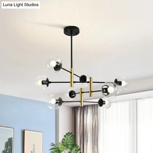 Nordic Metal Ceiling Chandelier With Swivel Rod Arm And Glass Ball Shade - Stylish Suspended Living