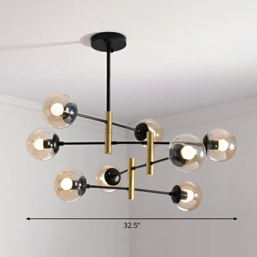 Nordic Metal Ceiling Chandelier With Swivel Rod Arm And Glass Ball Shade - Stylish Suspended Living