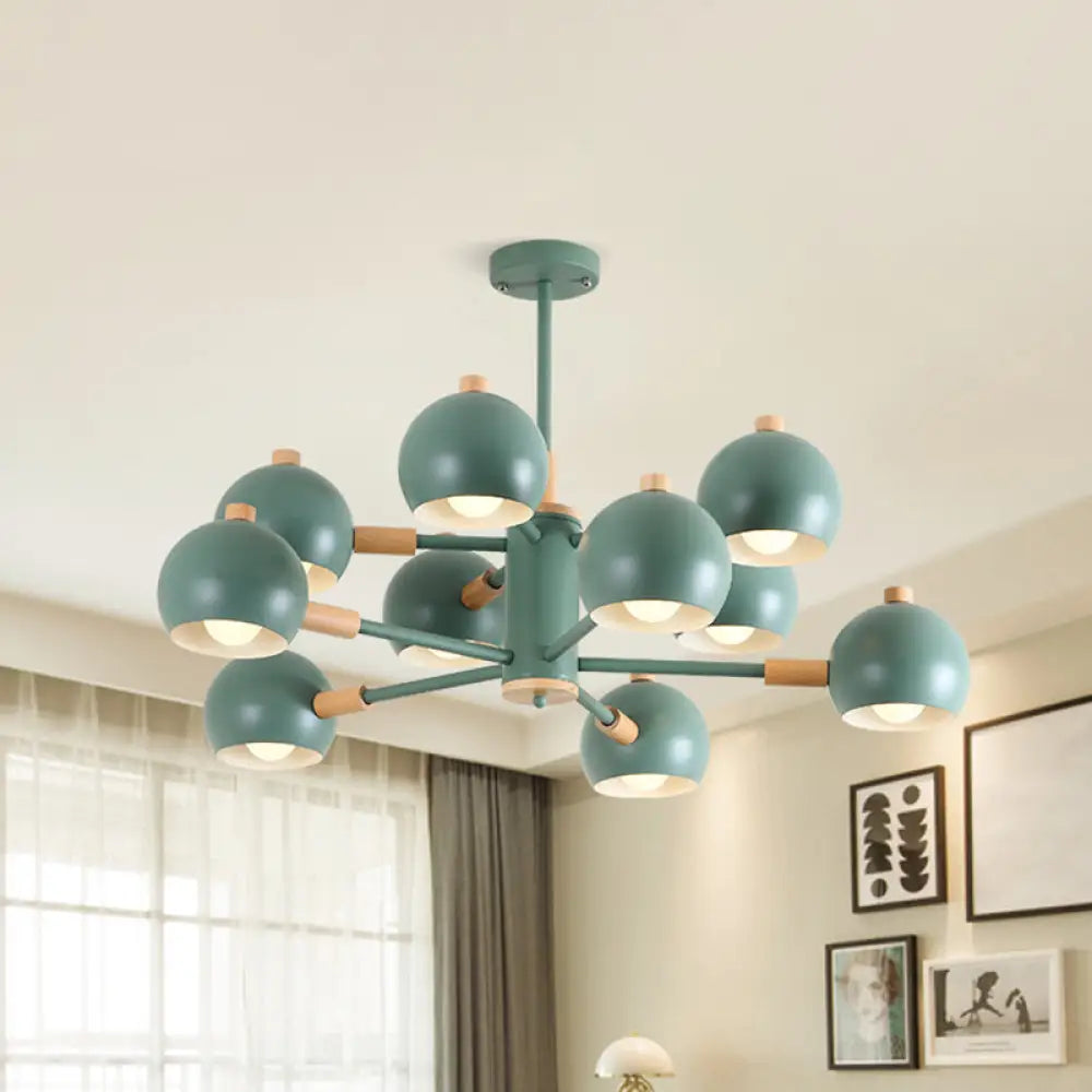 Nordic Metal Chandelier - Multi-Head Pendant Lighting In Green Grey And White 10 /