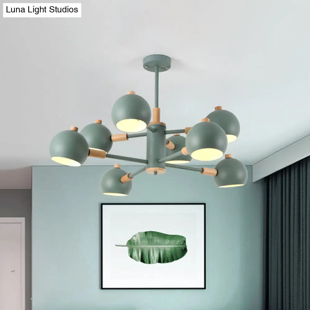 Nordic Metal Chandelier - Multi-Head Pendant Lighting In Green Grey And White