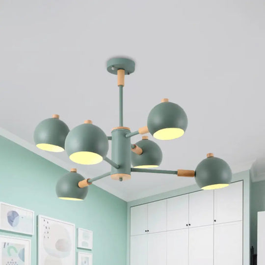 Nordic Metal Chandelier - Multi-Head Pendant Lighting In Green Grey And White 6 /