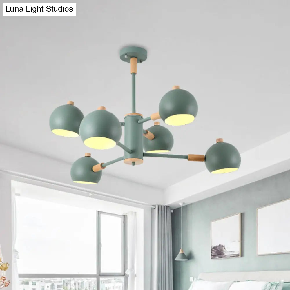 Nordic Metal Chandelier - Multi-Head Pendant Lighting In Green Grey And White