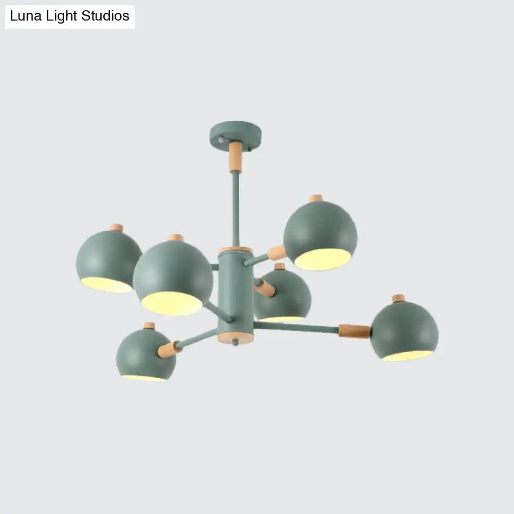 Nordic Metal Chandelier - Multi-Head Pendant Lighting In Green Grey And White