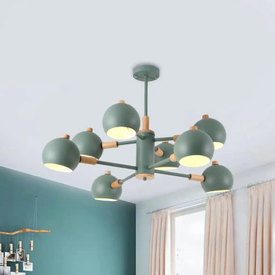 Nordic Metal Chandelier - Multi-Head Pendant Lighting In Green Grey And White 8 /