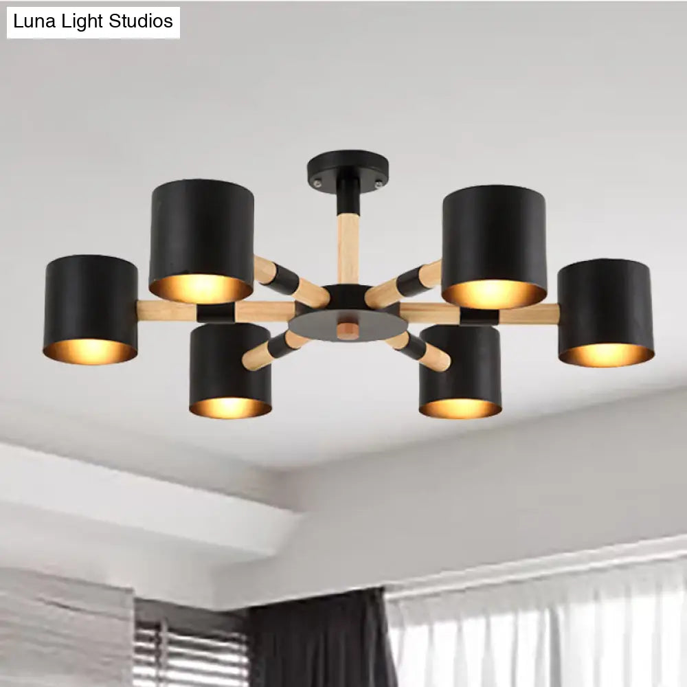 Nordic Metal Cylinder Pendant Light Fixture For Living Room