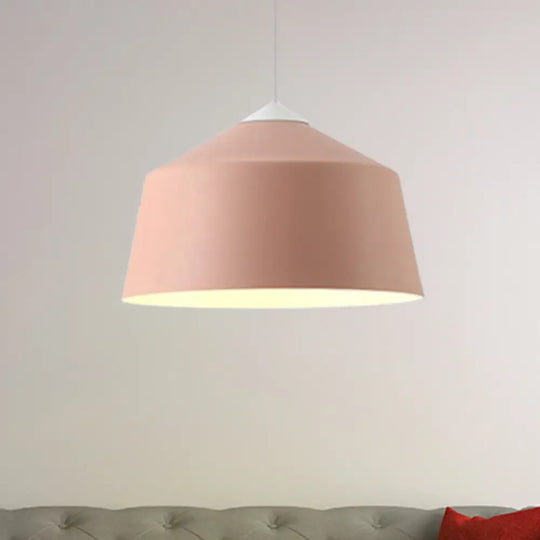 Nordic Metal Dome Pendant Light - 1-Light Black/Grey/Pink Hanging Ceiling Lamp Pink