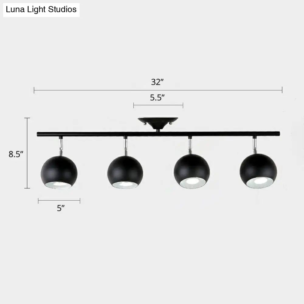 Nordic Metal Dome Restaurant Ceiling Light Fixture - Semi Flush Mount Track Lighting 4 / Black