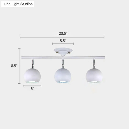 Nordic Metal Dome Restaurant Ceiling Light Fixture - Semi Flush Mount Track Lighting 3 / White