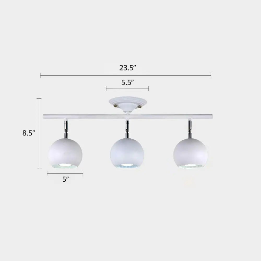 Nordic Metal Dome Restaurant Ceiling Light Fixture - Semi Flush Mount Track Lighting 3 / White