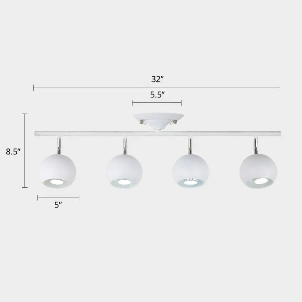 Nordic Metal Dome Restaurant Ceiling Light Fixture - Semi Flush Mount Track Lighting 4 / White