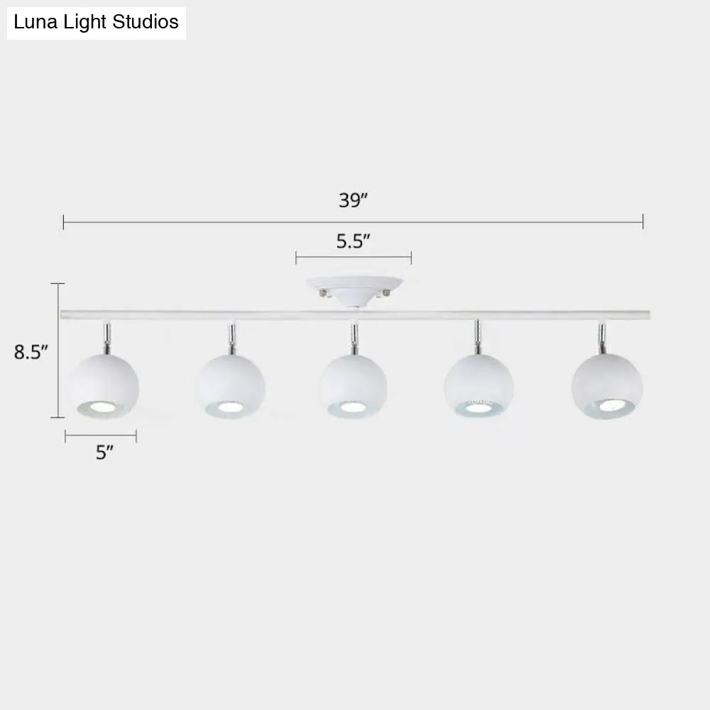 Nordic Metal Dome Restaurant Ceiling Light Fixture - Semi Flush Mount Track Lighting 5 / White
