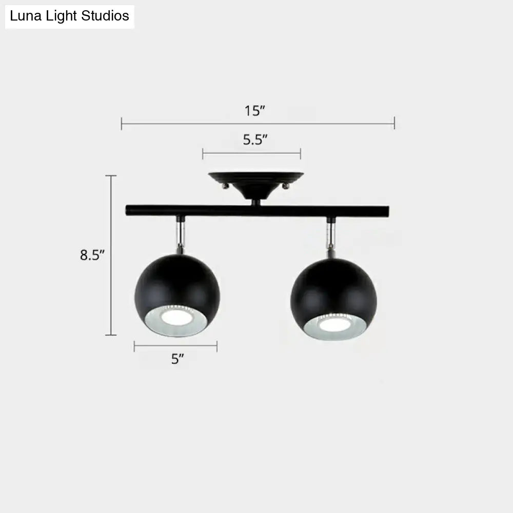 Nordic Metal Dome Restaurant Ceiling Light Fixture - Semi Flush Mount Track Lighting 2 / Black