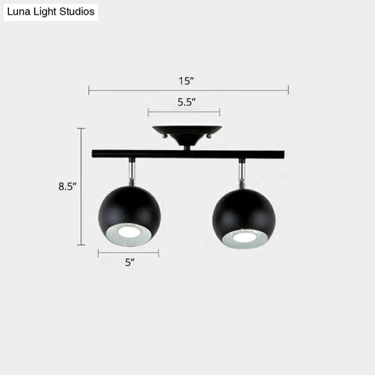 Nordic Metal Dome Restaurant Ceiling Light Fixture - Semi Flush Mount Track Lighting 2 / Black